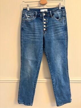 Vervet Women’s Medium Blue Boyfriend Jeans with Button Fly